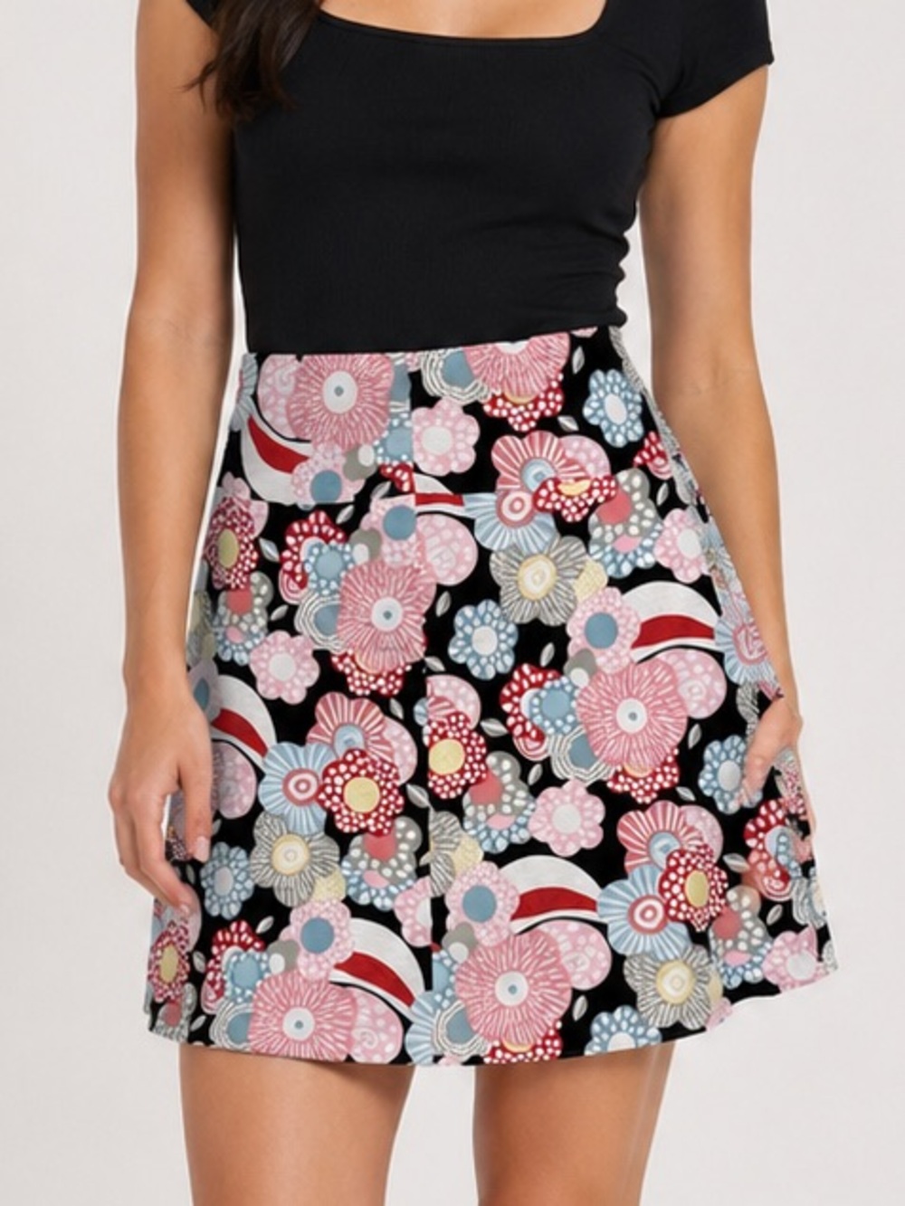 Sevier Skirts Custom Made Floral A-Line Skirt Retro Cotton Feel Made in USA